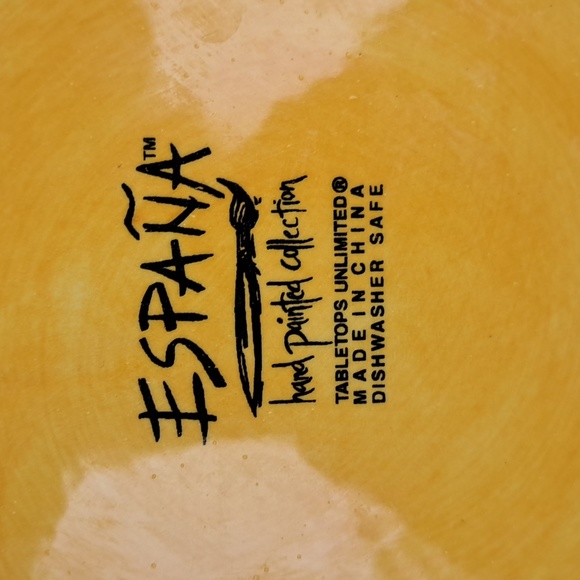 Espana Hand Painted Charger by Tabletops Unlimited 13 inch Yellow-Gold - Picture 3 of 3